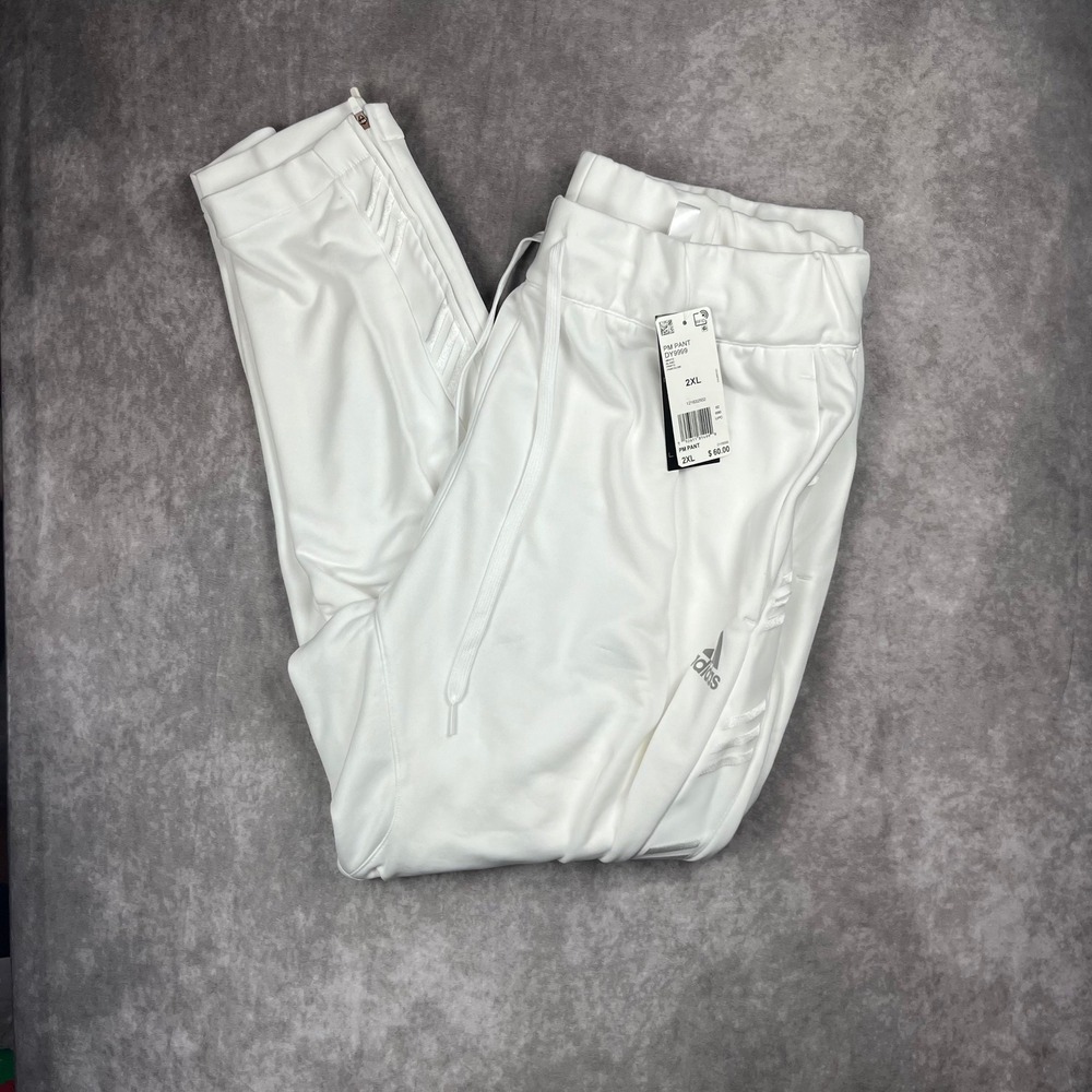Adidas Basketball Club Mens 2XL White Track Pants Joggers DY9999 NWT